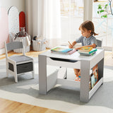 4 in 1 Kids Toddler Activity Table and Chairs Set with Reversible Tabletop