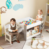 4 in 1 Kids Toddler Activity Table and Chairs Set with Reversible Tabletop