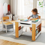 4 in 1 Kids Toddler Activity Table and Chairs Set with Reversible Tabletop