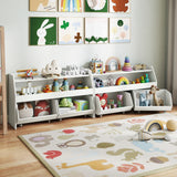 Kids Toy Storage Organizer Wooden Bookcase with 2 Movable Drawers