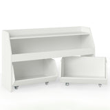 Kids Toy Storage Organizer Wooden Bookcase with 2 Movable Drawers