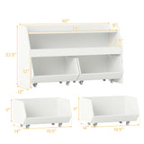 Kids Toy Storage Organizer Wooden Bookcase with 2 Movable Drawers