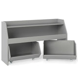 Kids Toy Storage Organizer Wooden Bookcase with 2 Movable Drawers