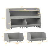 Kids Toy Storage Organizer Wooden Bookcase with 2 Movable Drawers