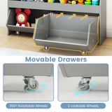Kids Toy Storage Organizer Wooden Bookcase with 2 Movable Drawers