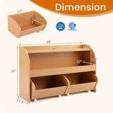 Kids Toy Storage Organizer with 2 Rolling Drawers & 3-Tier Bookshelf for Playroom