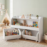 Kids Toy Storage Organizer with 2 Rolling Drawers & 3-Tier Bookshelf for Playroom