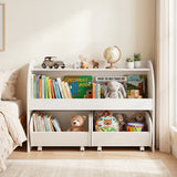 Kids Toy Storage Organizer with 2 Rolling Drawers & 3-Tier Bookshelf for Playroom
