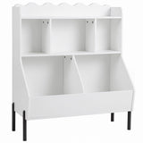 Kids Toy Storage Organizer Wooden Montessori Bookshelf with 5 Storage Cubes