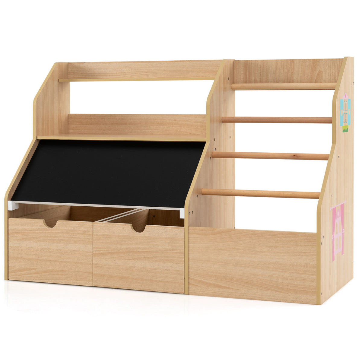 Kids Toy Storage Organizer with Flip-up Blackboard