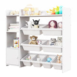 4-Tier Kids Bookshelf and Toy Storage Rack with 8 Toy Organizer Bins