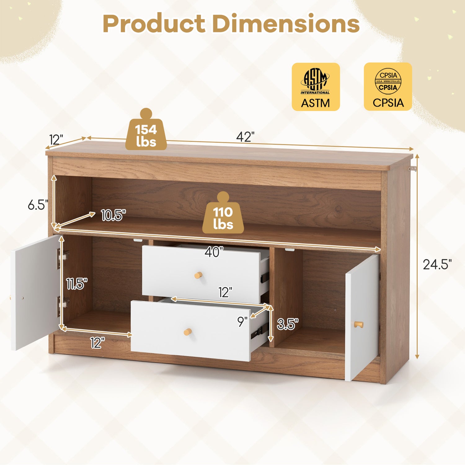 Kids Toy Storage Organizer with Open Shelf and 2 Drawers for Playroom
