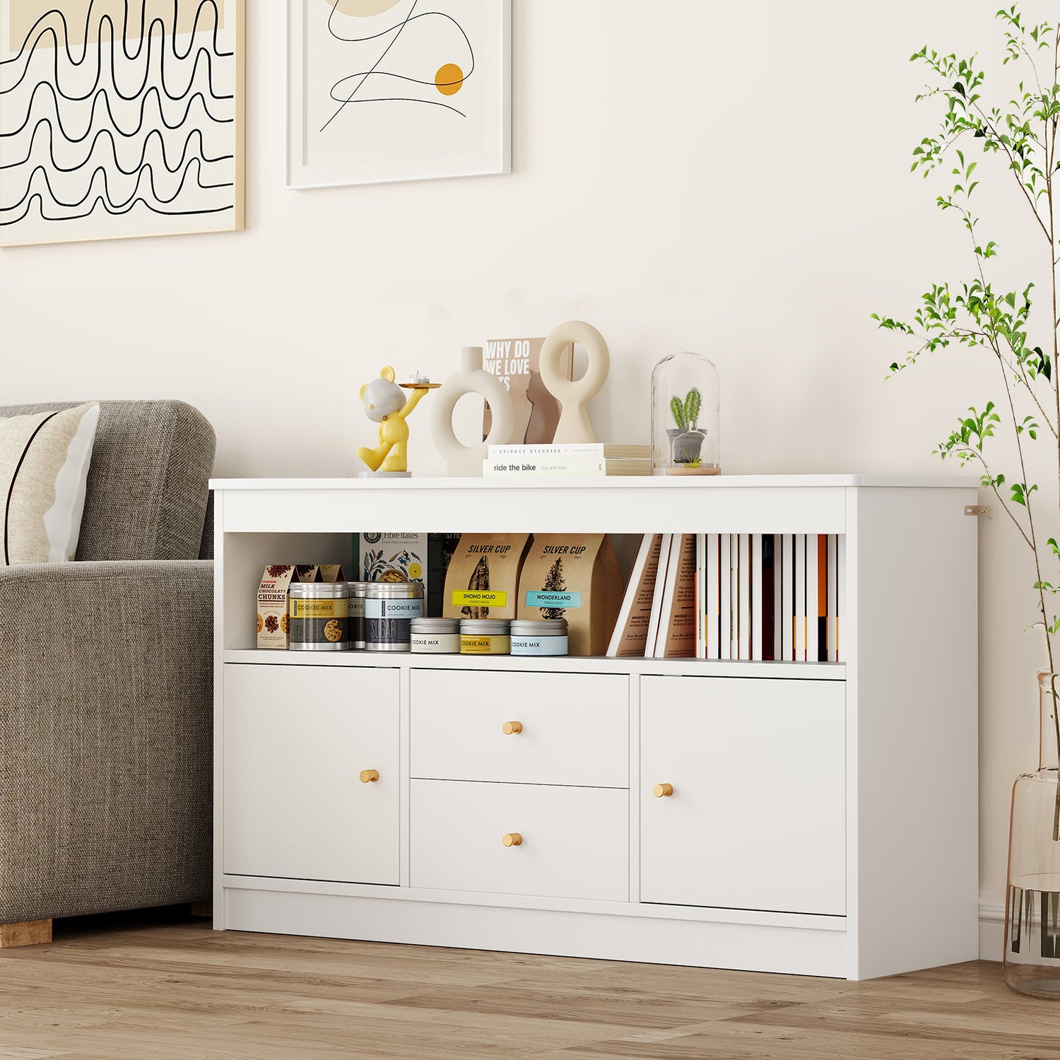 Kids Toy Storage Organizer with Open Shelf and 2 Drawers for Playroom