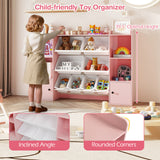 Kids Toy Storage and Bookshelf with Boxes and Open Shelves