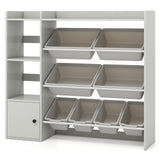 Kids Toy Storage and Bookshelf with Open Shelves and Single-door Cabinet