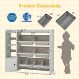 Kids Toy Storage and Bookshelf with Open Shelves and Single-door Cabinet