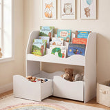 Kids Toy Wooden Storage Organizer with 2 Rolling Drawers for Kids Room