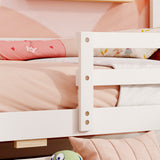 Kids Twin Size Bed with 2 Drawers Solid Wood Bed with Blackboard