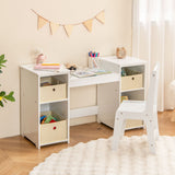 Kids Vanity Table and Chair Set with Removable Mirrors and 4 Storage Bins