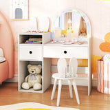 Kids Vanity Desk and Chair Set with Lights  Open Shelves