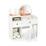 Kids Vanity Desk and Chair Set with Lights  Open Shelves