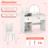 Kids Vanity Desk and Chair Set with Lights  Open Shelves