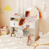Kids Vanity Desk and Chair Set with Lights  Open Shelves