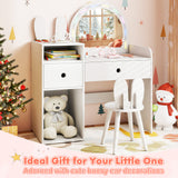 Kids Vanity Desk and Chair Set with Lights  Open Shelves