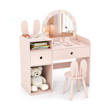 Kids Vanity Desk and Chair Set with Lights  Open Shelves