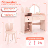 Kids Vanity Desk and Chair Set with Lights  Open Shelves