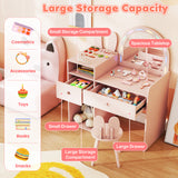 Kids Vanity Desk and Chair Set with Lights  Open Shelves