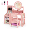 Kids Vanity Desk with Mirror Side Bookshelf and Ring Slots