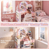 Kids Vanity Set with Colorful LED Lights and Jewelry Stand for Toddlers