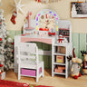 Kids Vanity Set with Colorful LED Lights Princess Makeup Dressing Table with Chair