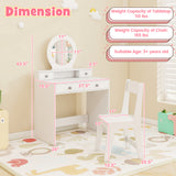 Kids Vanity Set with Mirror Princess Makeup Dressing Desk and Chair Set with Mirror