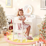 Kids Vanity Set with Mirror Princess Makeup Dressing Desk and Chair Set with Mirror