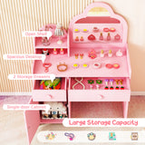 Kids Vanity Table and Chair Set with Cloud-shaped Mirror and Open Shelf