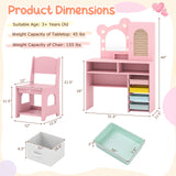 Kids Vanity with Lights and 5 Drawers for Kids Aged 3+ Years Old