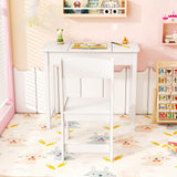 2-in-1 Kids Vanity Makeup Table and Chair Set with Flip Top Mirror