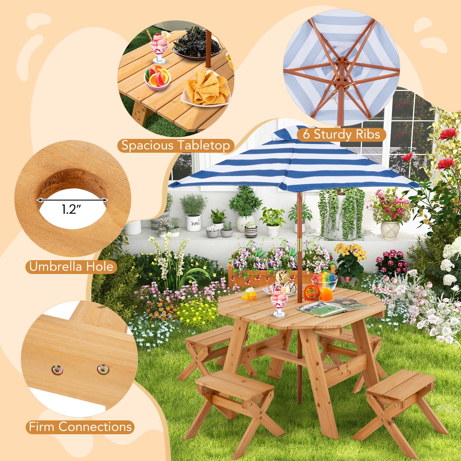 Kids Wooden Table Set for Children Aged 3+ Years
