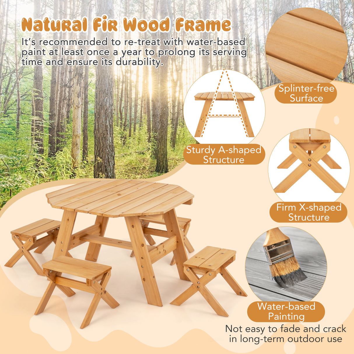 Kids Wooden Table Set for Children Aged 3+ Years