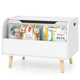 Kids Wooden Toy Box with Front Bookshelf and 4 Solid Wood Legs for Playroom