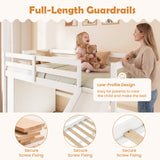 Kids Wooden Twin Size Loft Bed Frame with Slide and Ladder-White