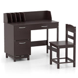 Kids Wooden Writing Furniture Set with Drawer and Storage Cabinet