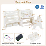 Kids Writing Desk and Chair Set with Side Bookshelves-White