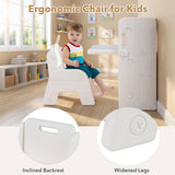 Kids Writing Desk and Chair Set with Side Bookshelves-White