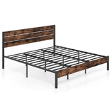 Full/King/Queen/Twin Size Bed Frame with High Headboard and Mute Bar