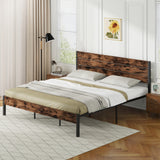 Full/King/Queen/Twin Size Bed Frame with High Headboard and Mute Bar