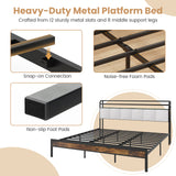 Twin/Full/Queen/King Size Bed Frame with LED Light and Charging Station