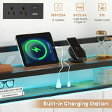 Twin/Full/Queen/King Size Bed Frame with LED Light and Charging Station